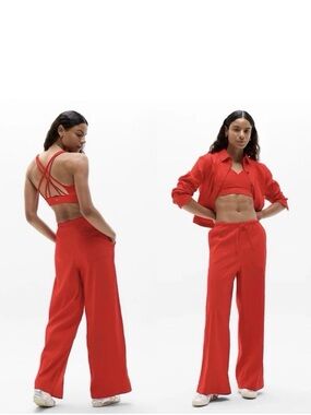 NWT Athleta Paradise Mid Rise Wide‎ Leg Pant | Cardinal